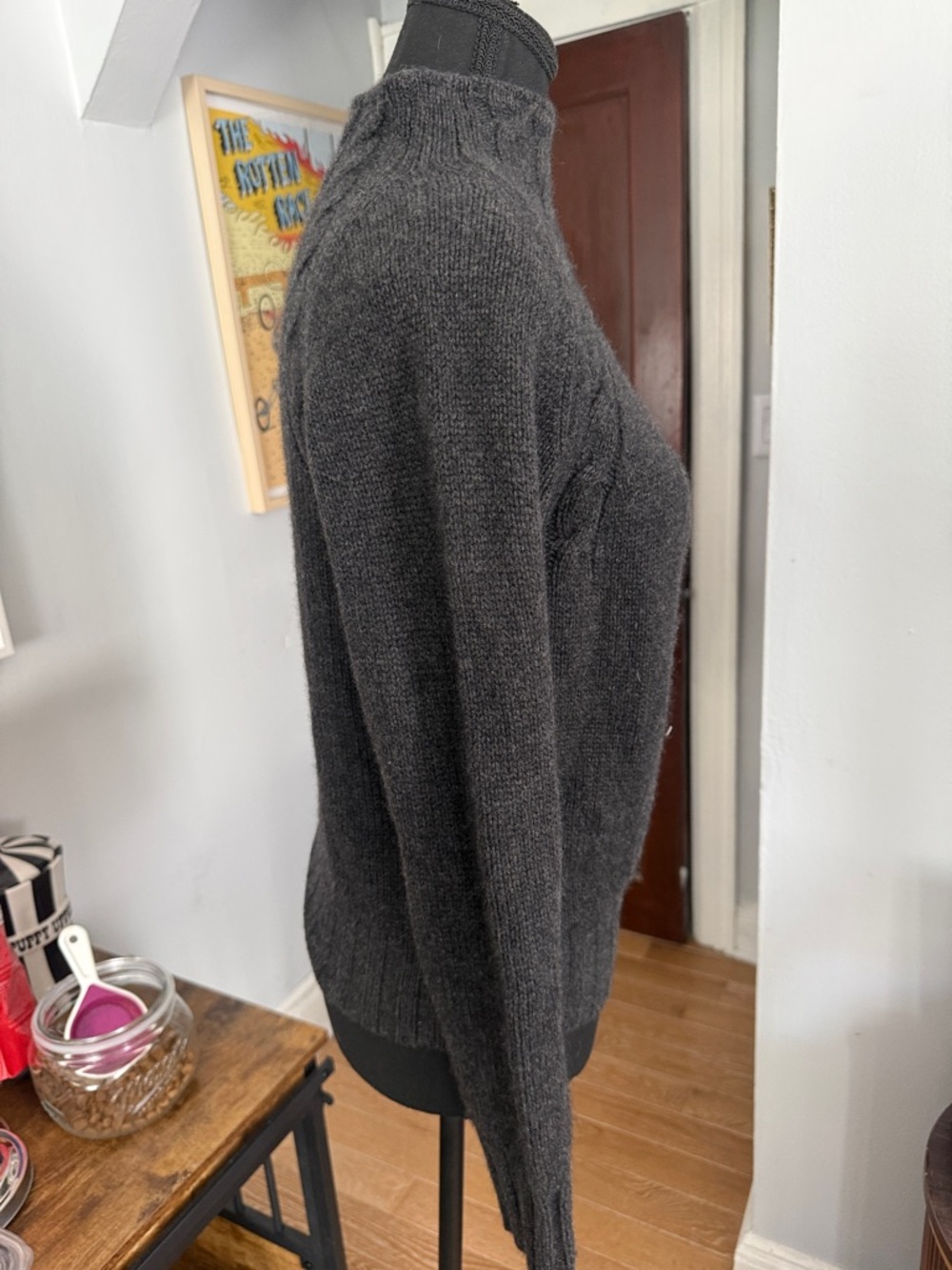 Classic Charcoal Cable Turtleneck Sweater - Women - Picture 4 of 7